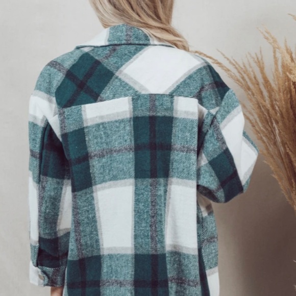 New Plaid Stripe Oversized Flannel Shirt Shacket - Picture 3 of 12
